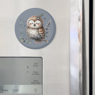 Aimant Chouette aquarelle mignonne dans un style floral b