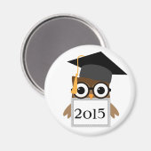 Aimant Chouette avec lunettes | Classe De 2015 Graduation (Recto/Verso)