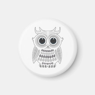 Aimant Chouette Blanche Mignonne Grands Yeux Animal de la
