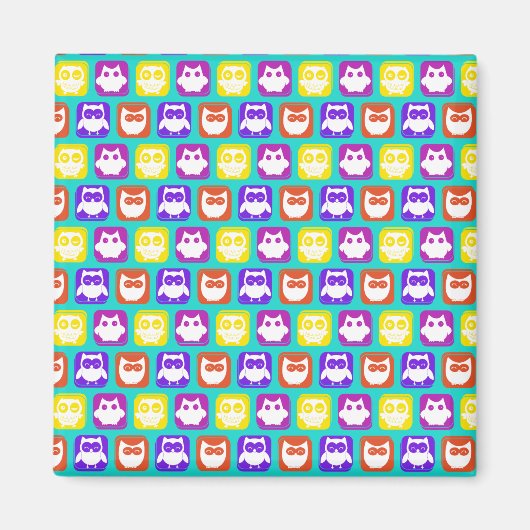 Aimant Chouette colorée Motif (Devant)