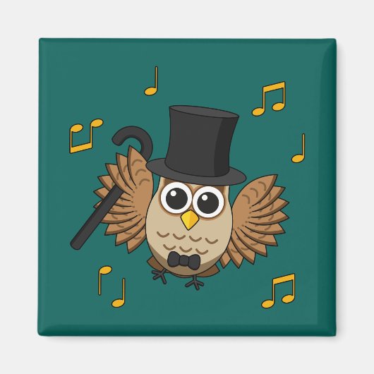 Aimant Chouette dansante mignonne avec notes musicales De (Devant)