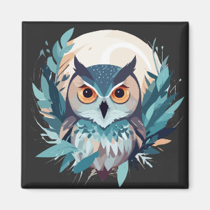 Aimant Chouette Faune Animaux Nature Extérieure Aquarelle