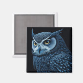 Aimant Chouette grave bleue et noire (Recto/Verso)