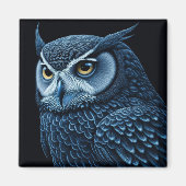 Aimant Chouette grave bleue et noire (Devant)