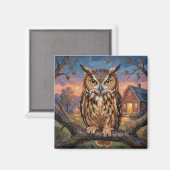 Aimant Chouette hulotte rustique Impasto  (Recto/Verso)