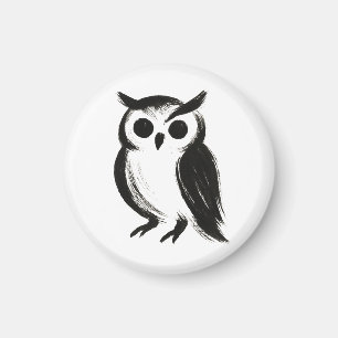 Aimant Chouette minimaliste – Illustration d'animal au pi