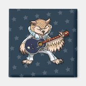 Aimant Chouette Rock & Roll Originale Avec Guitare (Devant)