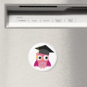 Aimant Chouette rose avec l'aimant de la casquette de gra (In Situ (Lave-vaisselle))