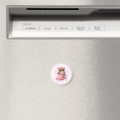 Aimant Chouette rose mignonne en coupe (In Situ (Lave-vaisselle))