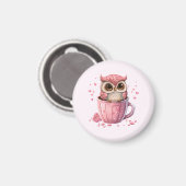 Aimant Chouette rose mignonne en coupe (Recto/Verso)