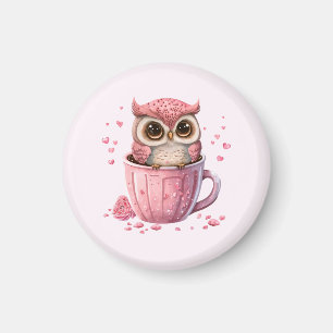 Aimant Chouette rose mignonne en coupe