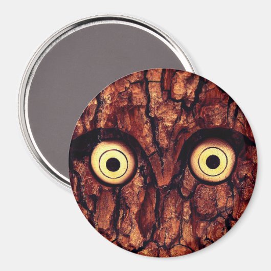 Aimant Chouette rustique Écorce brune mignonne (Recto/Verso)