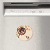 Aimant Chouette vintage dans la lune (In Situ (Lave-vaisselle))