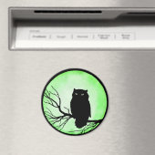 Aimant Chouette Vintage effrayante avec Acid Green Waterc (In Situ (Lave-vaisselle))