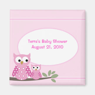 Aimant Chouettes à chaud Baby shower ROSE Favoriser l'aim