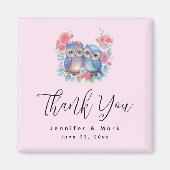 Aimant Chouettes amoureuses assis sur un Merci à branches (Devant)