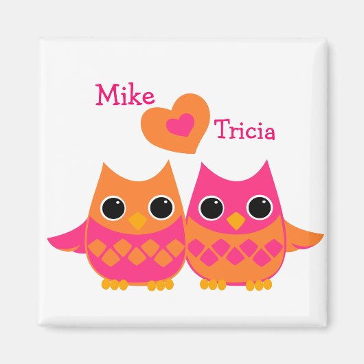 Aimant Chouettes d'amour douces (Devant)