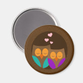 Aimant Chouettes dans un nid (Recto/Verso)