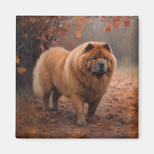 Aimant Chow Chow à l'automne Feuilles automne Inspire (Devant)