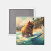 Aimant Chow Chow Beach Plage Surf Peinture (Recto/Verso)
