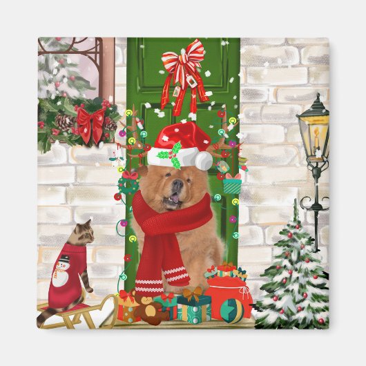 Aimant Chow Chow Chien Noël (Devant)