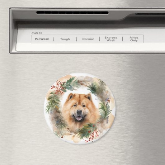 Aimant chow chow Christmas Wreath Festive Pup (In Situ (Lave-vaisselle))