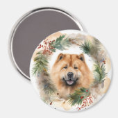 Aimant chow chow Christmas Wreath Festive Pup (Recto/Verso)