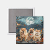 Aimant Chow Chow Halloween Éffrayant (Recto/Verso)