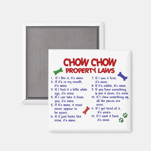 Aimant CHOW CHOW, propriété Lois (Recto/Verso)