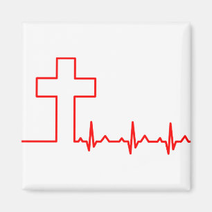 Aimant Chrétiens Cross Heartbeat Life EKG ECG