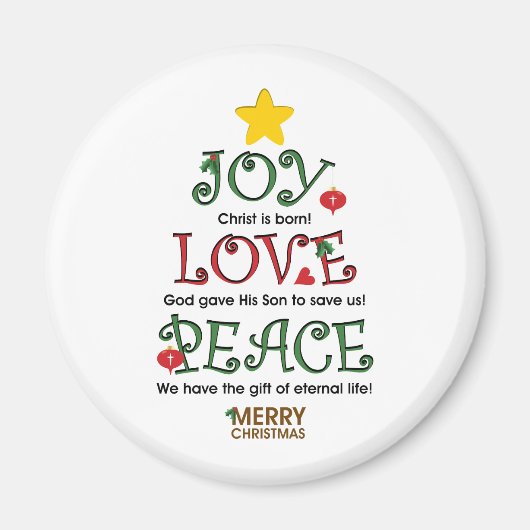 Aimant Christian Christmas Joy Amour et Paix (Devant)