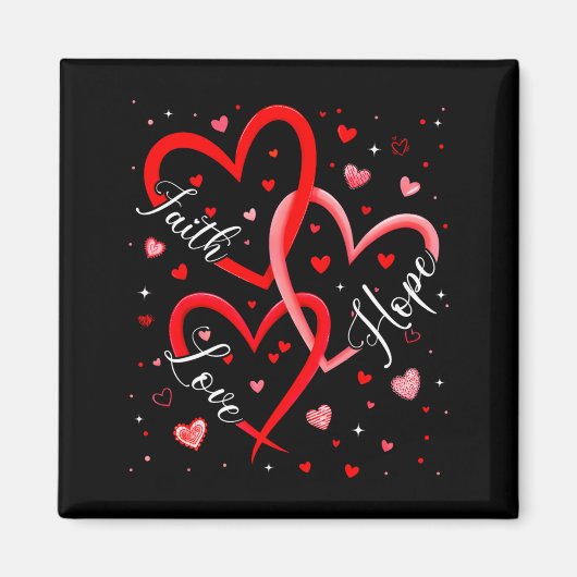 Aimant Christian Faith Hope Love Hearts Religious Valenti (Devant)