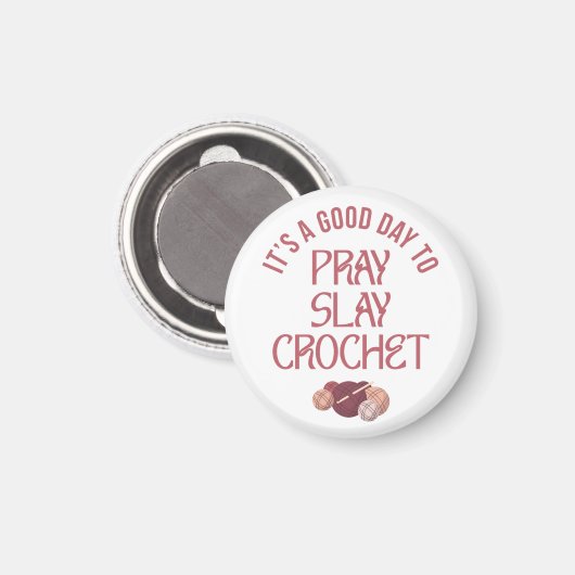 Aimant Christian Mom Crafter PRAY SLAY CROCHET (Recto/Verso)