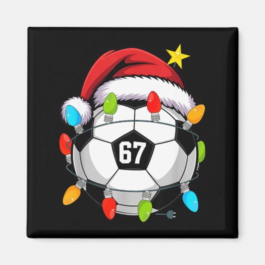 Aimant Christmas 67 Meme Soccer Ball Santa Hat Funny Xmas (Devant)