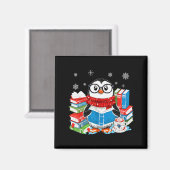 Aimant Christmas A Penguin Reading Book Snowflake Cocoa H (Recto/Verso)