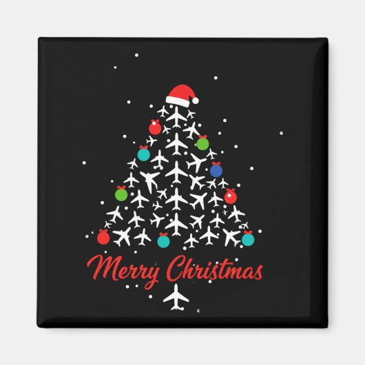 Aimant Christmas Airplane Tree Merry Christmas Lot Travel (Devant)