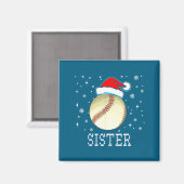 Aimant Christmas Baseball Sister Xmas Santa Hat Kids Boys (Recto/Verso)