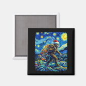 Aimant Christmas Bigfoot Santa Hat Van Gogh Starry Night  (Recto/Verso)