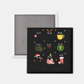Aimant Christmas Black Cats Merry Christmas Cute Holiday  (Recto/Verso)