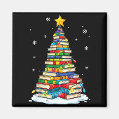 Aimant Christmas Book Tree Funny Librarians Books Lover (Devant)