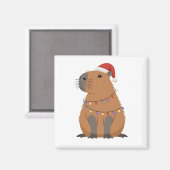 Aimant Christmas Capybara With Santa Hat Xmas Lights (Recto/Verso)