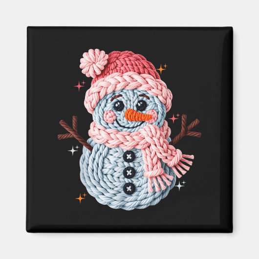 Aimant Christmas Crochet Faux Yarn Crochet Snowman Funny  (Devant)