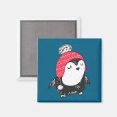 Aimant Christmas Cute Baby Penguin Wearing Winter Hat W_e (Recto/Verso)