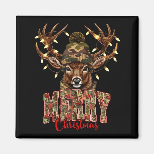 Aimant Christmas Deer Camouflage Hunting Camo Reindeer &a (Devant)