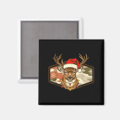 Aimant Christmas Deer Hunting Old School Camo, Xmas Hunti (Recto/Verso)