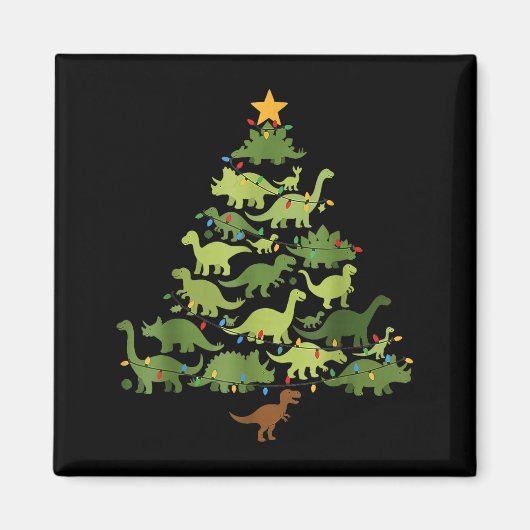 Aimant Christmas Dinosaur Tree Rex Pajamas Men Boys Kids  (Devant)