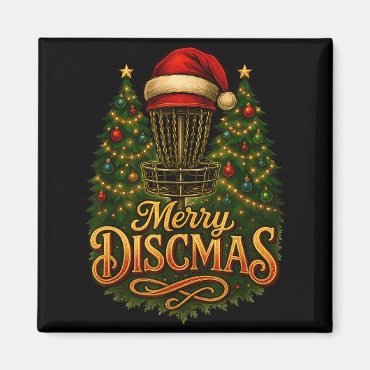Aimant Christmas Disc Golf Merry Discmas  (Devant)