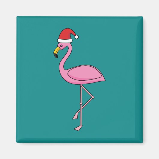 Aimant Christmas Flamingo with Santa Hat (Devant)