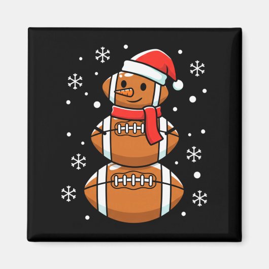 Aimant Christmas Football Snowman Santa Hat Funny Xmas Fo (Devant)