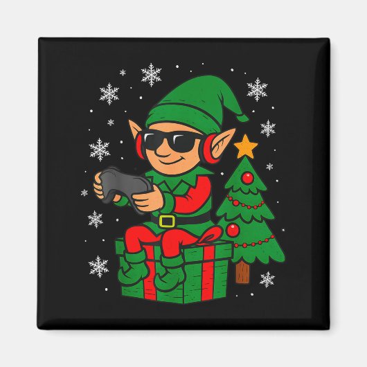 Aimant Christmas Gamer Retro Elf Funny Xmas Gaming Boys K (Devant)